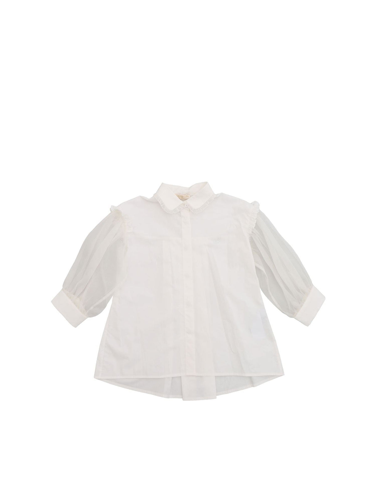 Monnalisa Girls White Shirt With Silk Sleeves