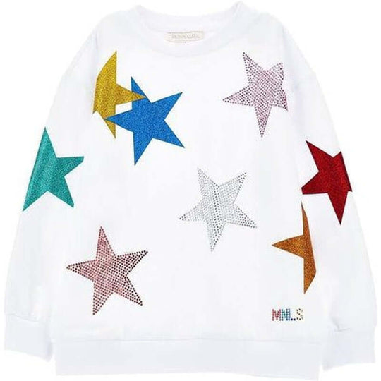 Girls White Star Sweater