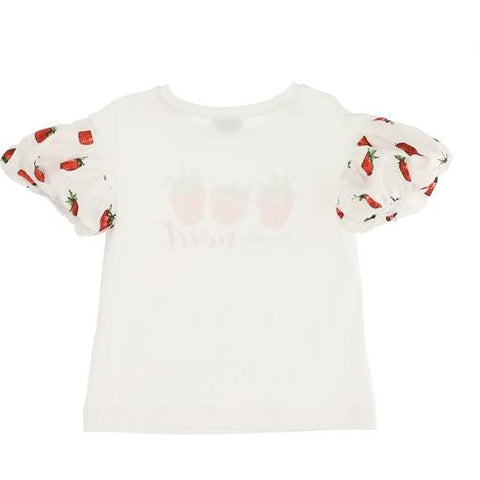 Monnalisa Girls White Strawberry T-shirt
