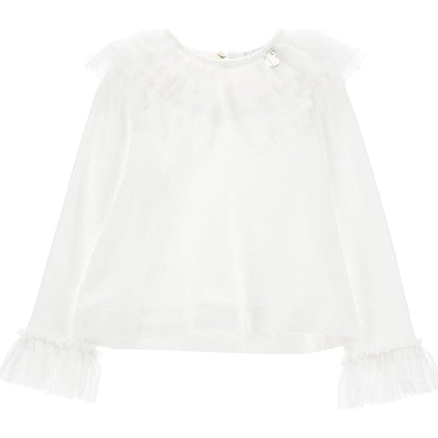 Monnalisa Girls White Tulle blouse