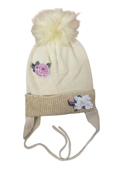 Monnalisa Girls Yellow Knitted Pom-Pom Hat