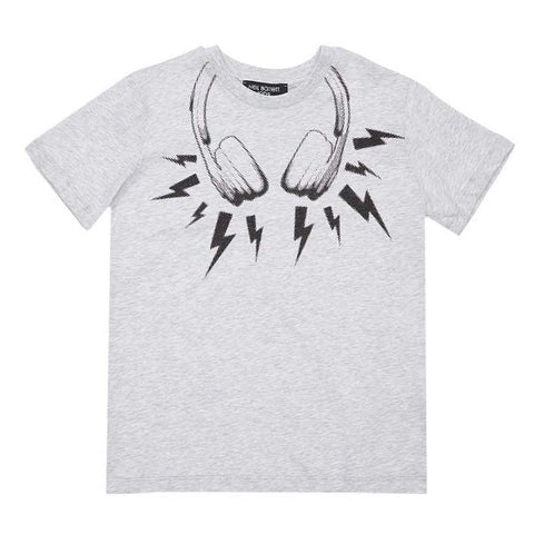 Neil Barrett Boys Light Grey Headphones T-Shirt