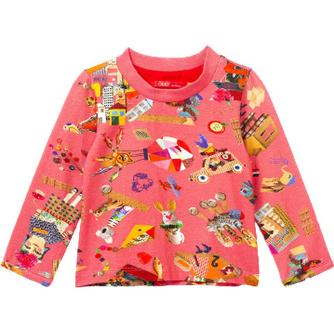 Oilily Girls Collage Craft Jersey Pink T-Shirt