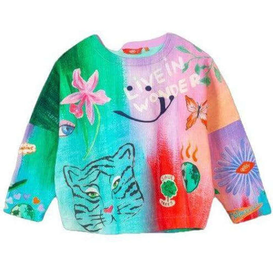 Girls Pink Harpy Earth Print  Sweater