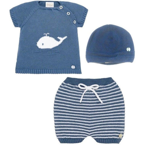 Paz Rodriguez Boys Blue Knit Short Set