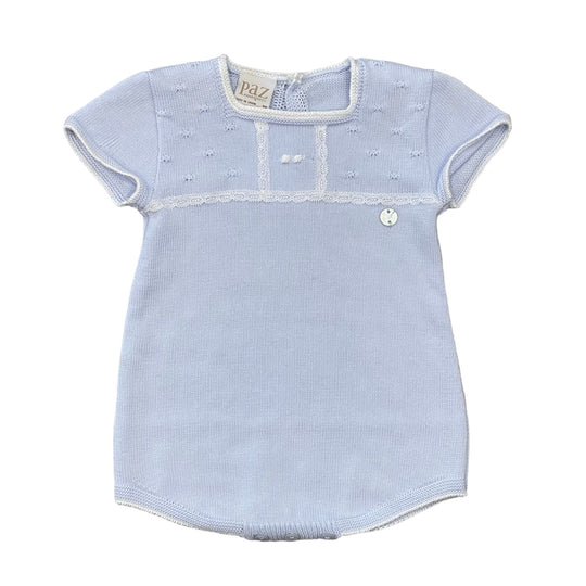 Boys Pale Blue Knit Romper
