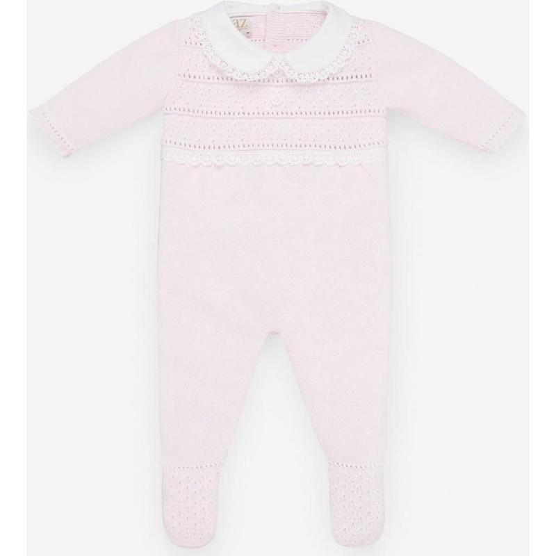 Paz Rodriguez Girls Pale Pink Knitted Babygrow
