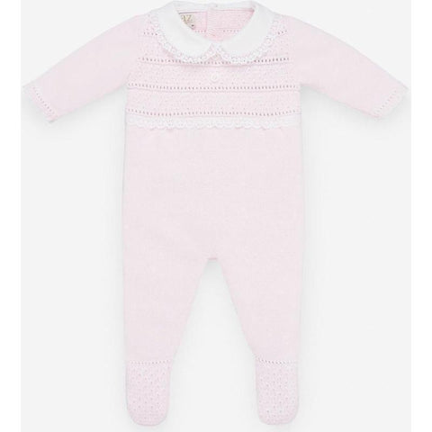 Paz Rodriguez Girls Pale Pink Knitted Babygrow