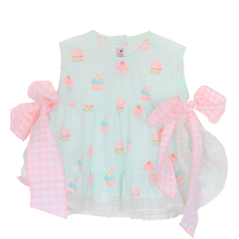 Phi Clothing Girls Aqua Cup Cakes Top & Bloomers
