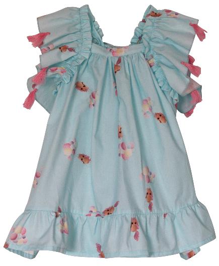 Phi Clothing Girls Aqua Unicorn Dress