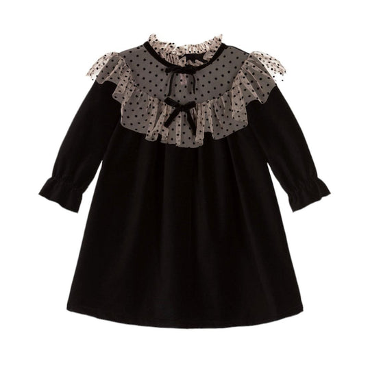 Girls Black Velvet Dress