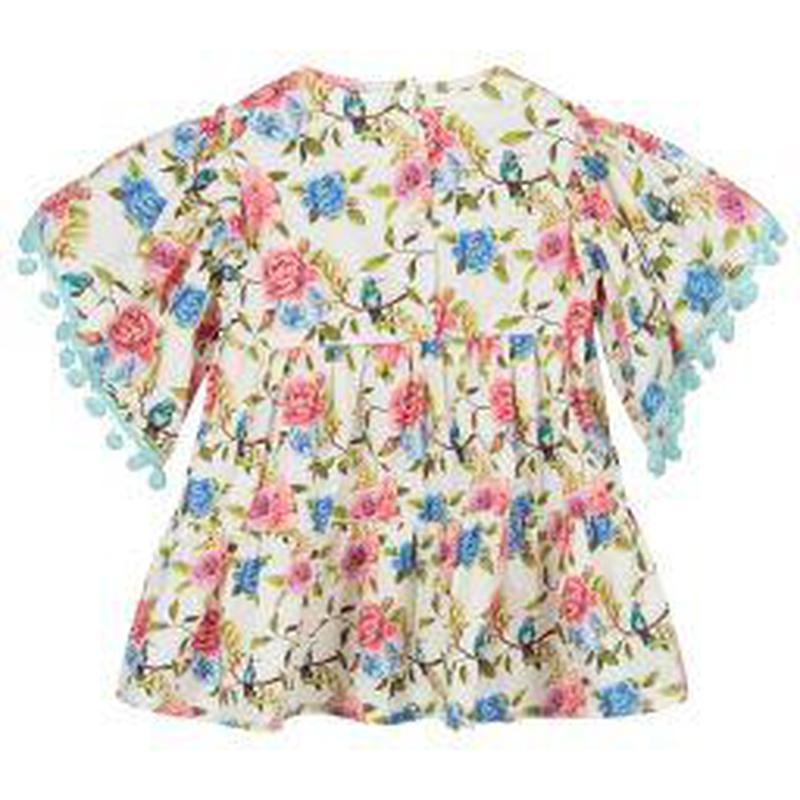 Phi Clothing Girls Ivory Floral Top & Bloomers