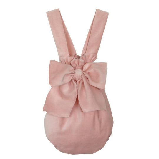 Girls Pink Velvet Romper