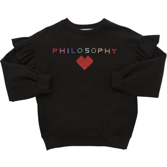 Girls Black Embroidered Logo Jumper