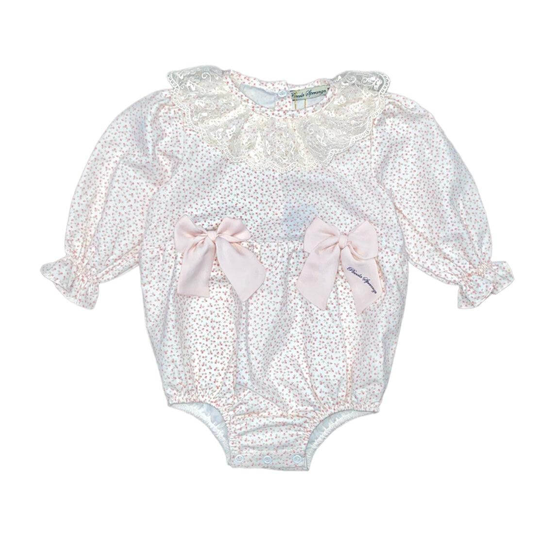 Piccola Speranza Baby Girls Pink Ditsy Romper