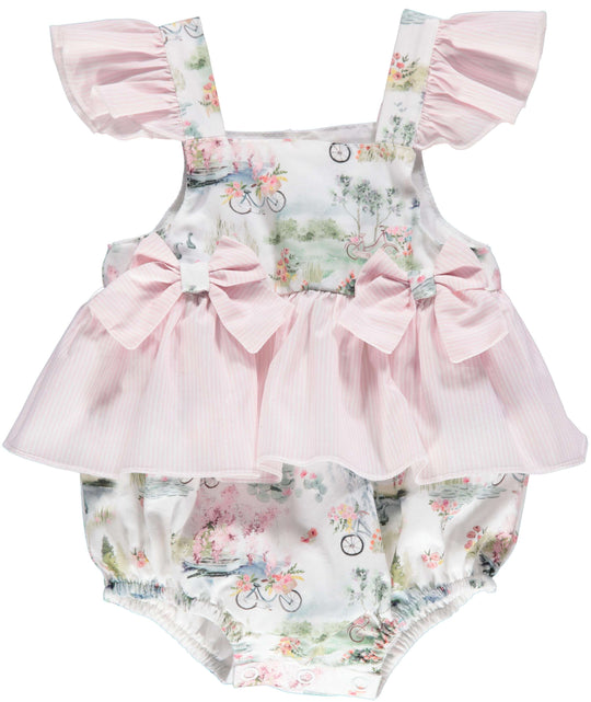 Baby Girls pink floral Romper