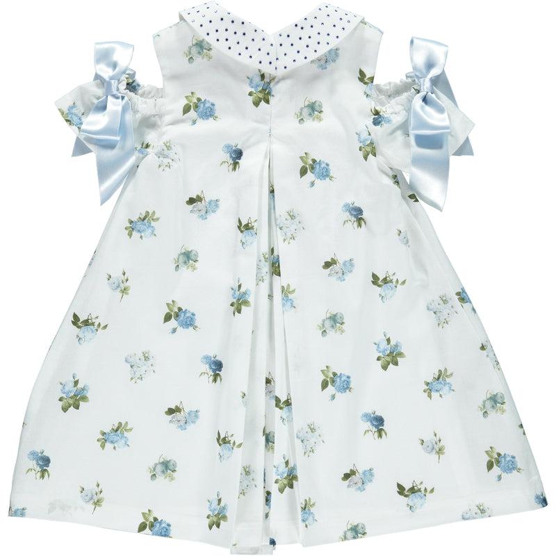 Piccola Speranza Girls Blue Floral Bow Dress