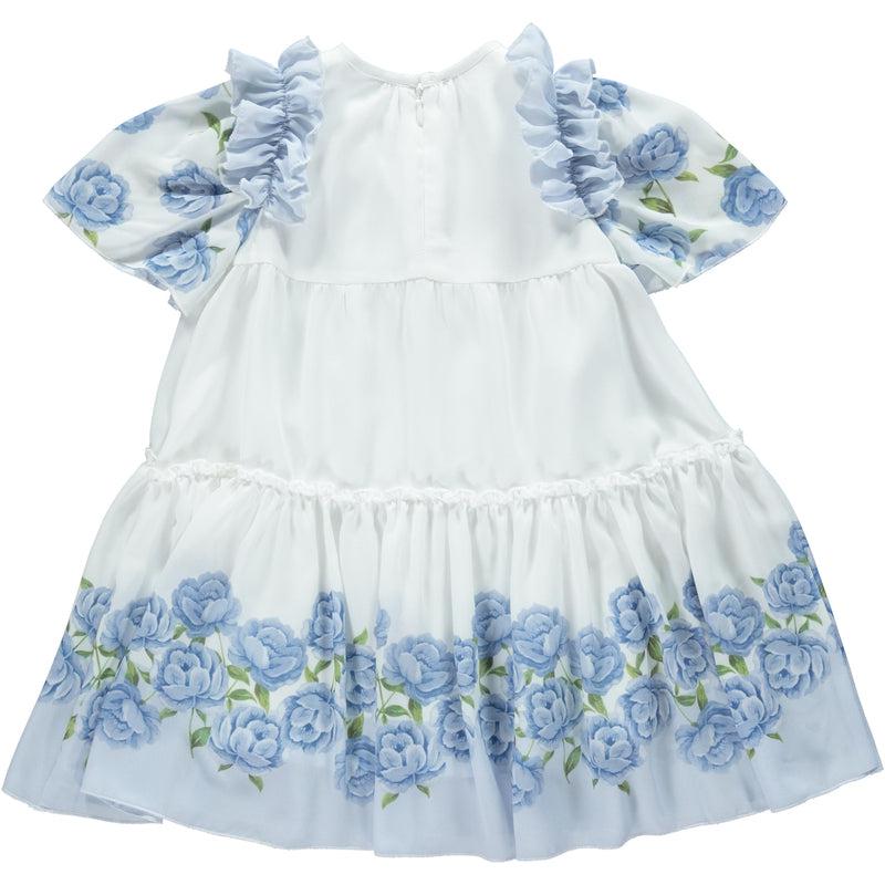 Piccola Speranza Girls Blue Rose Print Dress
