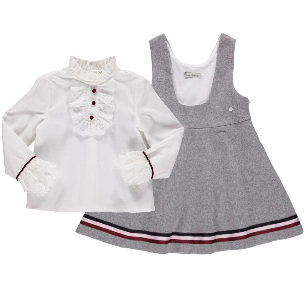 Piccola Speranza Girls Grey Dress & Blouse Set