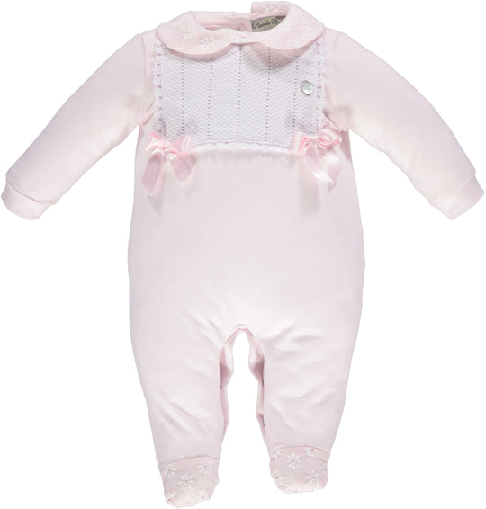 Girls Pink Bow Babygrow