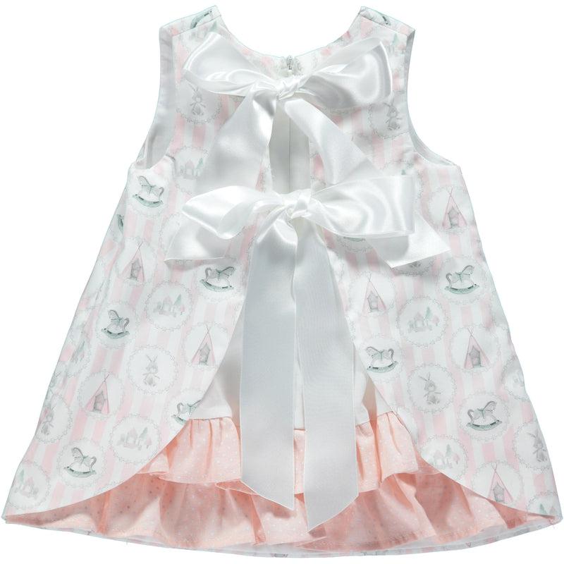 Piccola Speranza Girls Pink & White Stripe Dress