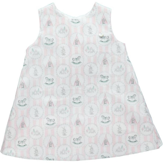 Girls Pink & White Stripe Dress