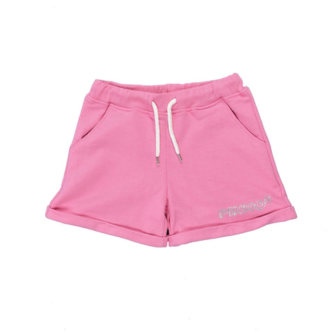Pinko Girls Pink Chrystal Logo Shorts
