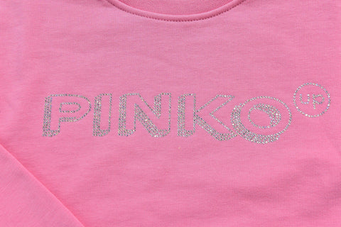 Pinko Girls Pink Chrystal Logo Sweatshirt