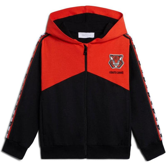Boys Red & Black Tiger Patch Hoodie