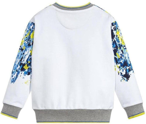 Roberto Cavalli Boys White Brushed Leopard Print Sweatshirt