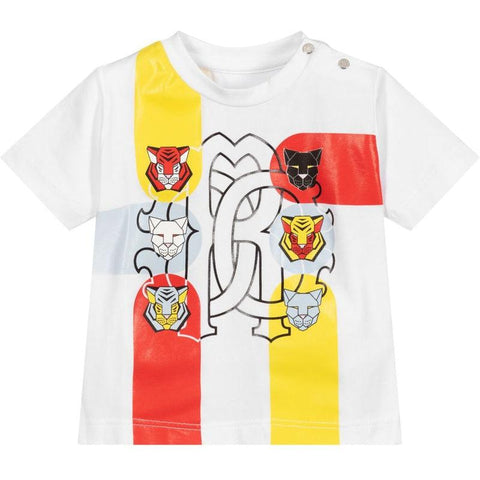 Roberto Cavalli Boys White Jersey Animal T-Shirt
