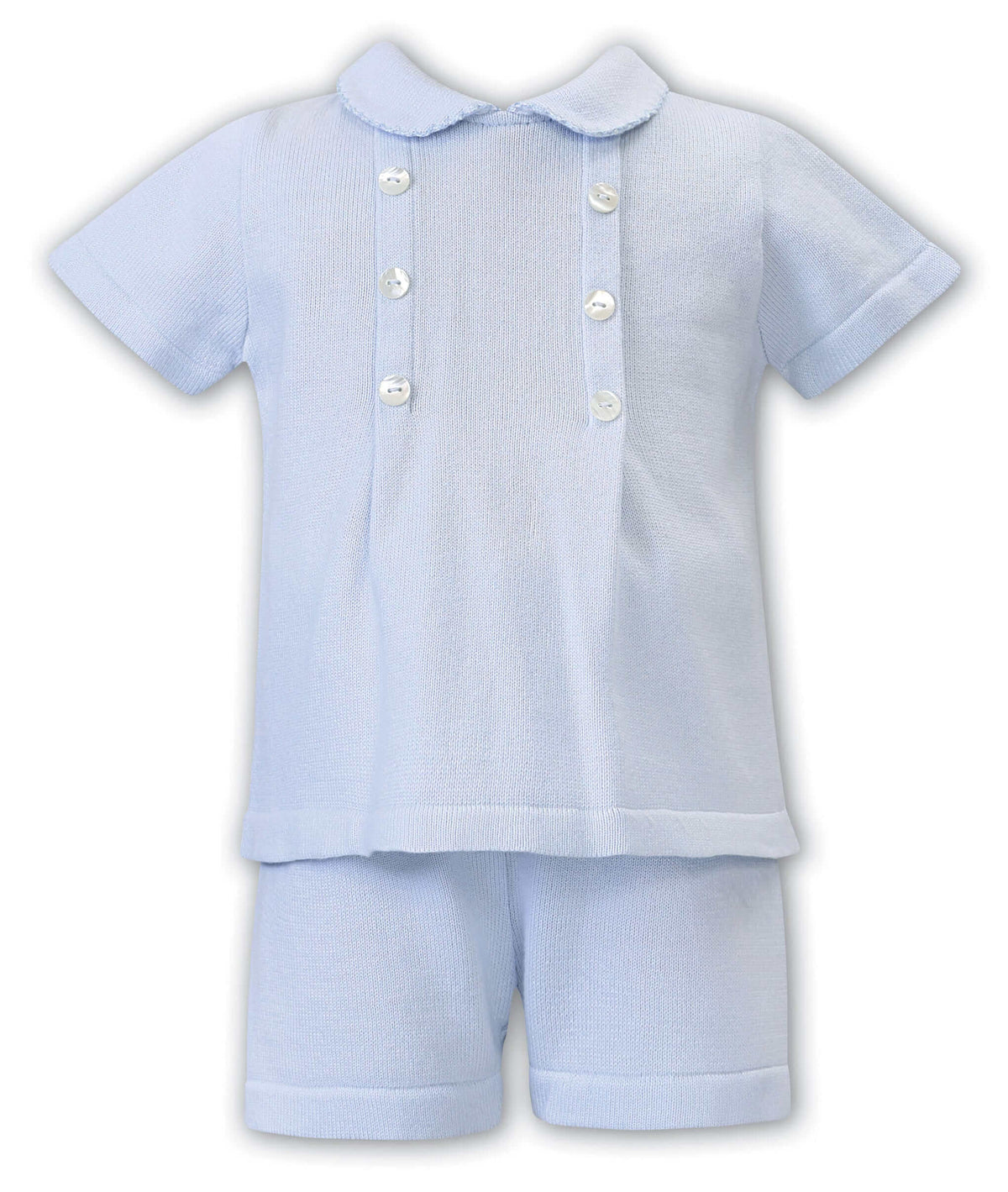 Sarah Louise Baby Boys Blue Cotton Knit 2 Piece Short Set