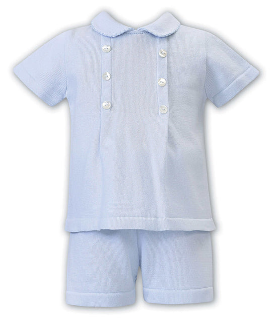 Baby Boys Blue Cotton Knit 2 Piece Short Set