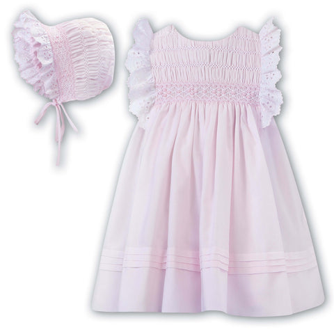 Sarah Louise Girls Pink Dress & Bonnet