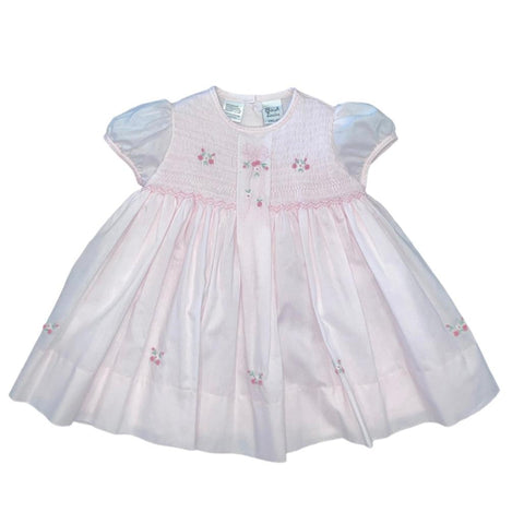 Sarah Louise Girls Pink Smocked Dress