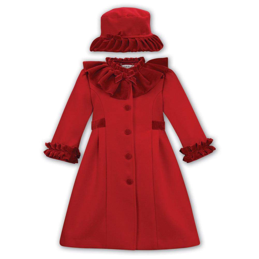 Sarah Louise Girls Red Velvet Coat & Hat