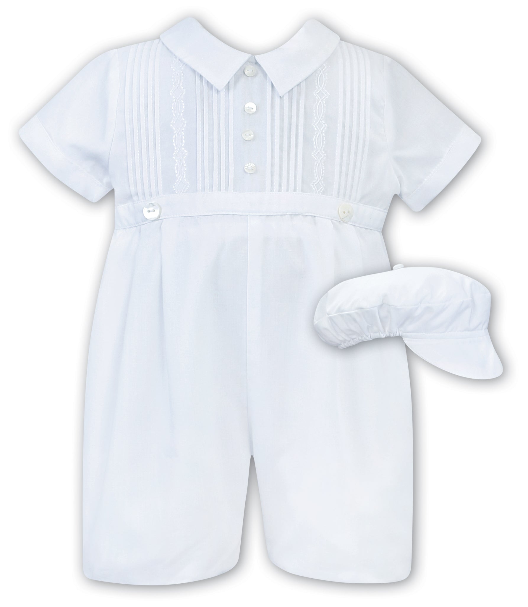 Sarah Louise White Romper & Cap