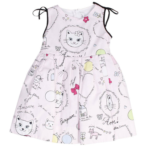 Simonetta Girls Pink Cat Print Dress