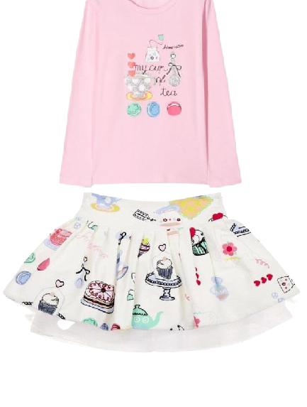 Simonetta Girls Pink Top & Skirt Set