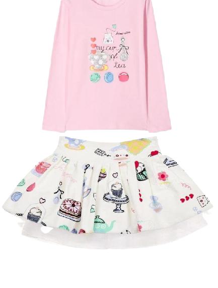 Girls Pink Top & Skirt Set