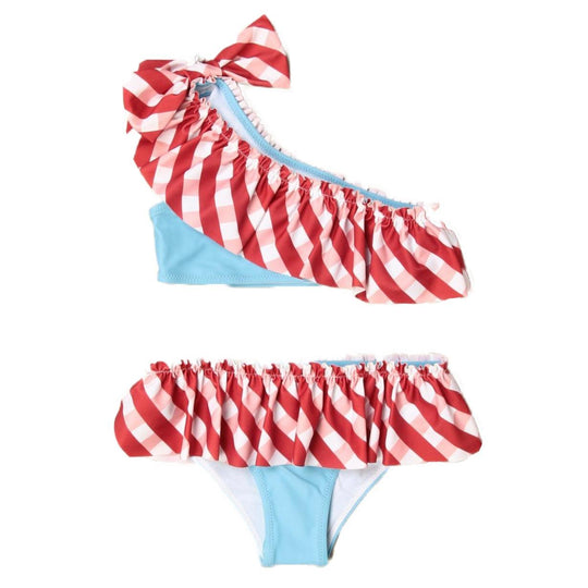 Girls Red Checked Bikini