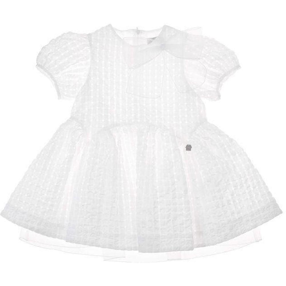 Simonetta Girls White Dress with bow