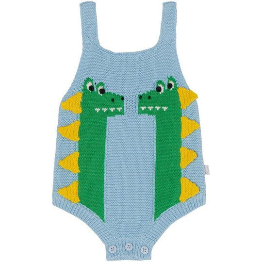 Baby Boys Blue Knitted Romper