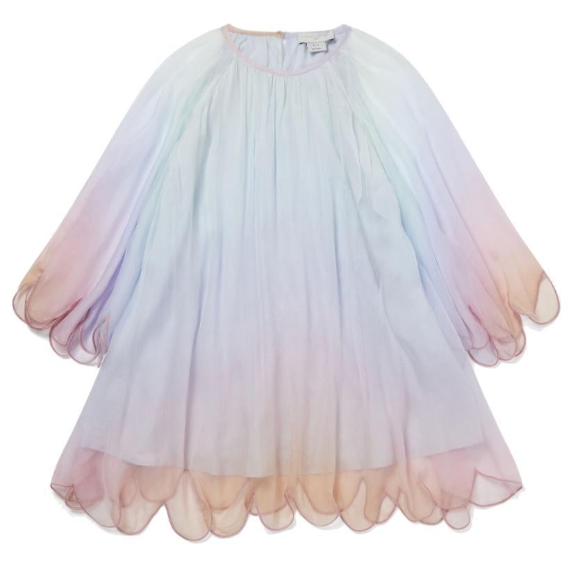 Stella McCartney Kids Girls Blue Georgette Silk Dress