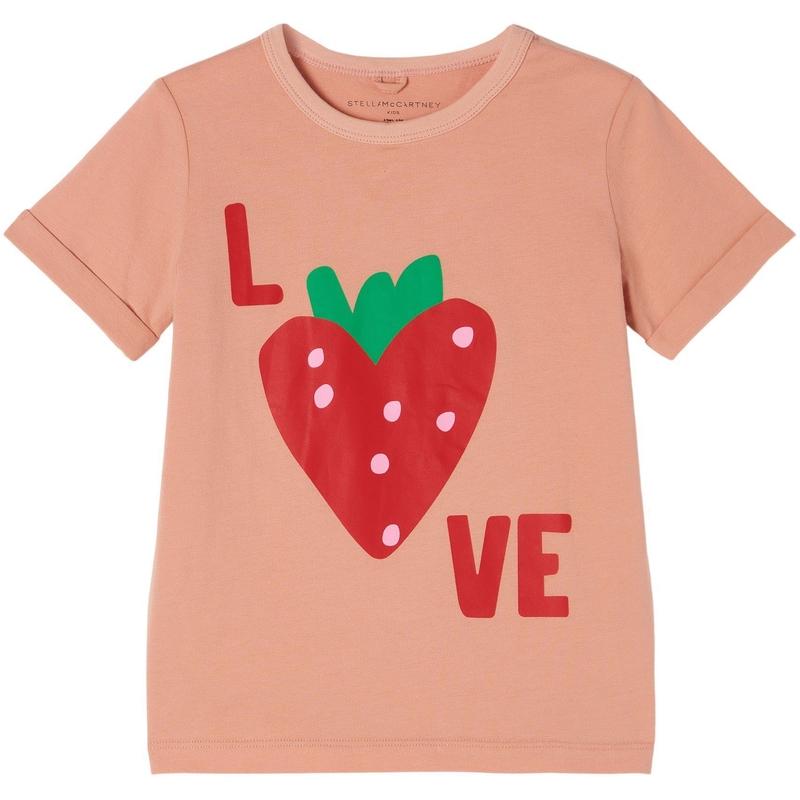 Stella McCartney Kids Girls Coral Pink Love T-Shirt
