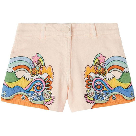 Girls Peach Hippie Denim Short