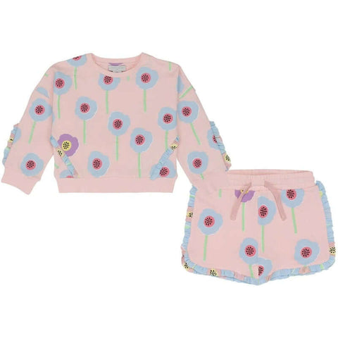 Stella McCartney Kids Girls Pink Flower Frill Short Set