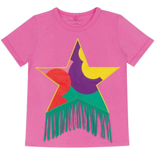 Girls Pink Star Fringe T-Shirt