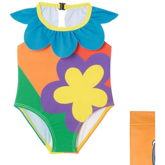 Baby Girls Multicolour Flower Swimsuit
