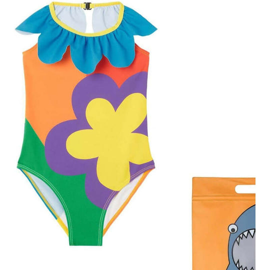 Girls Multicoloured Flower Swimsuit